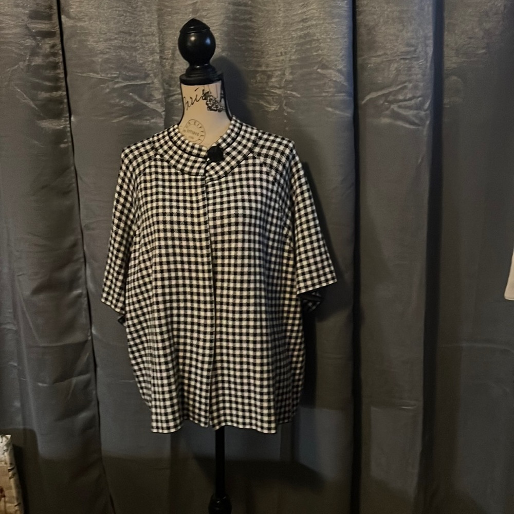 Black and white sweater cape; Dress Barn Brand